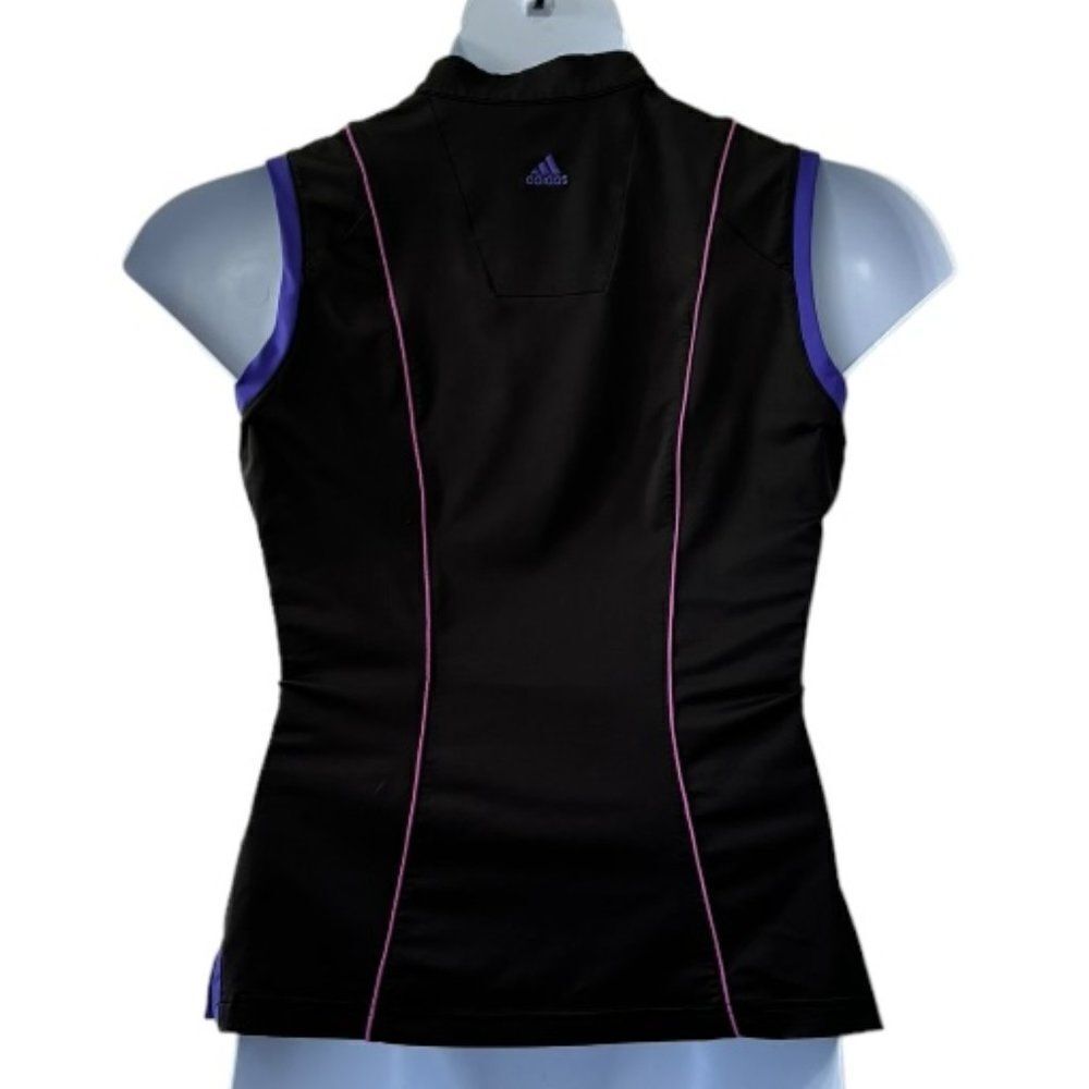 Adidas Black and Floral  V-Neck Golf Shirt‎ Activewear ClimaCool Size Medium - Picture 3 of 4